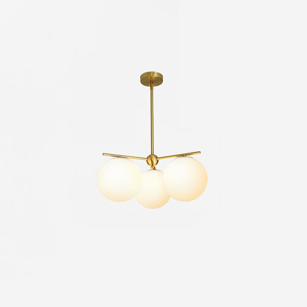 Lustra Sphere & Stem Brass Chandelier With Glass Globe Shades