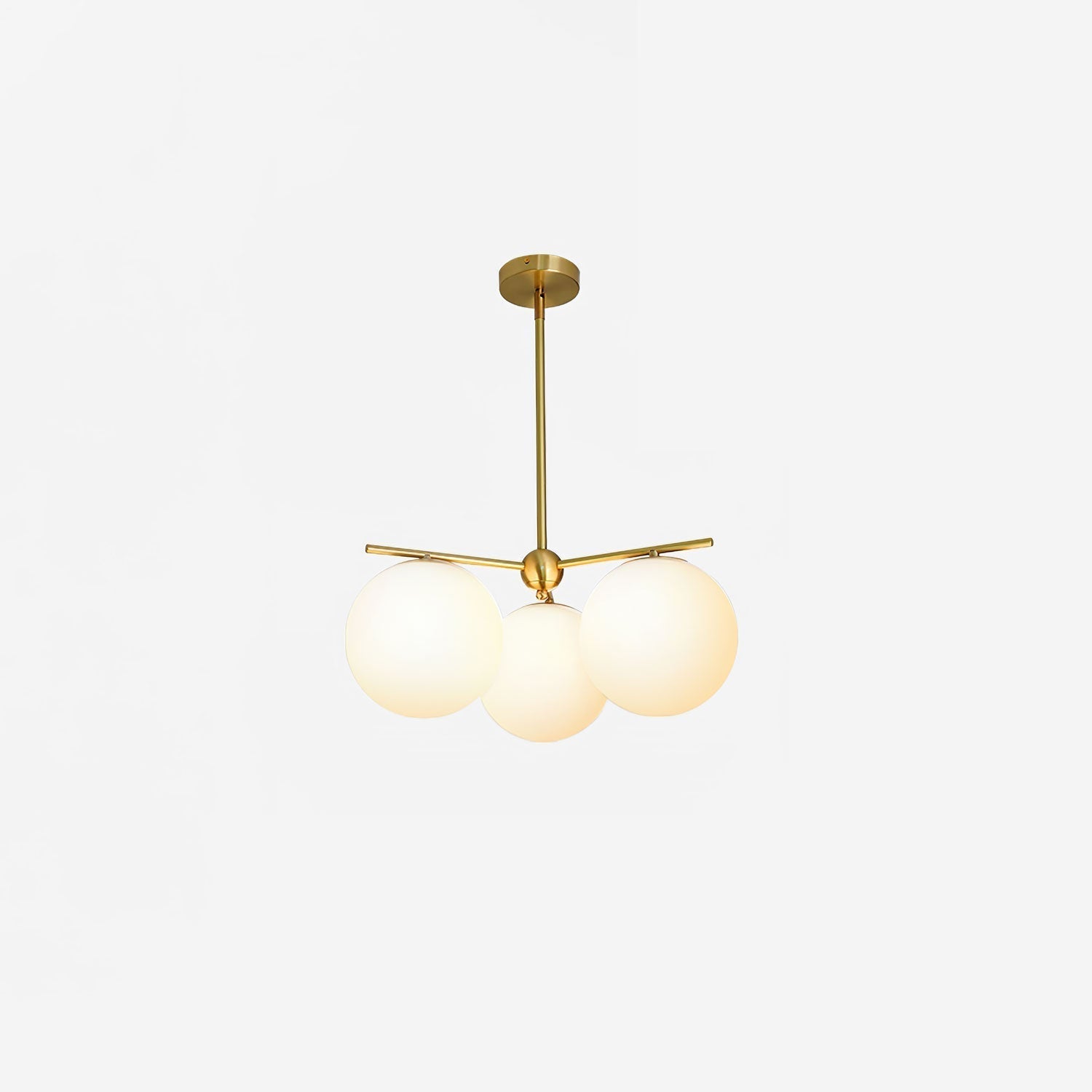 Lustra Sphere & Stem Brass Chandelier With Glass Globe Shades