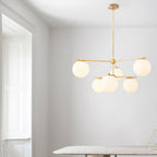 Lustra Sphere & Stem Brass Chandelier With Glass Globe Shades