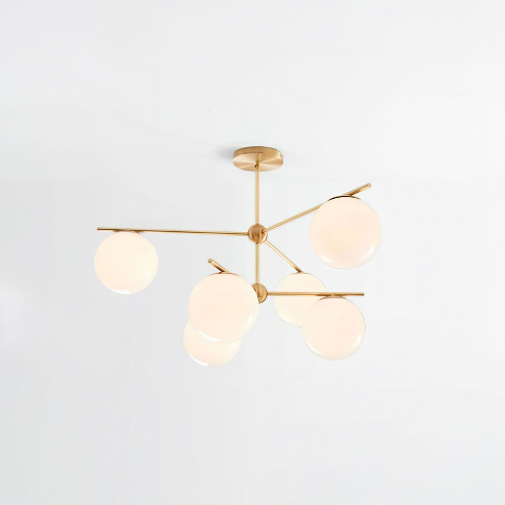 Lustra Sphere & Stem Brass Chandelier With Glass Globe Shades