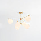 Lustra Sphere & Stem Brass Chandelier With Glass Globe Shades