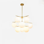 Lustra Sphere & Stem Brass Chandelier With Glass Globe Shades