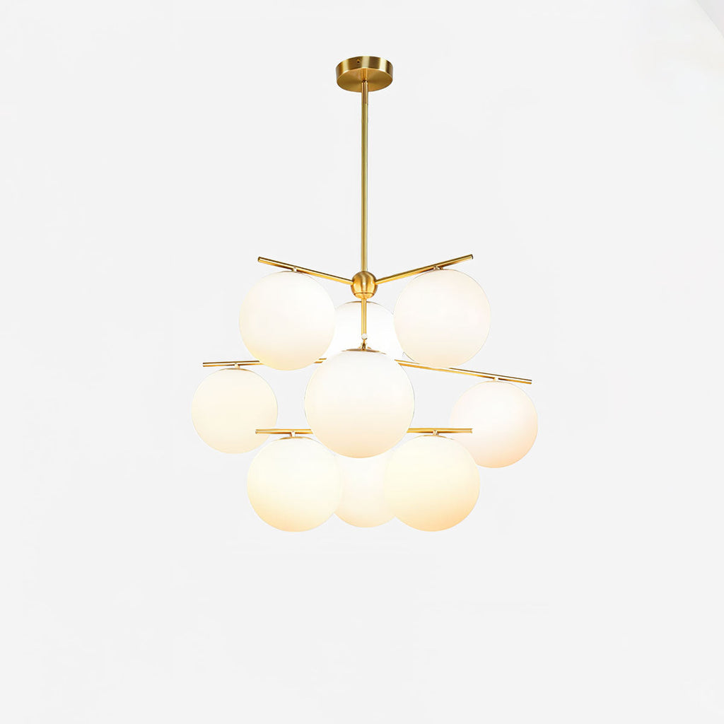Lustra Sphere & Stem Brass Chandelier With Glass Globe Shades
