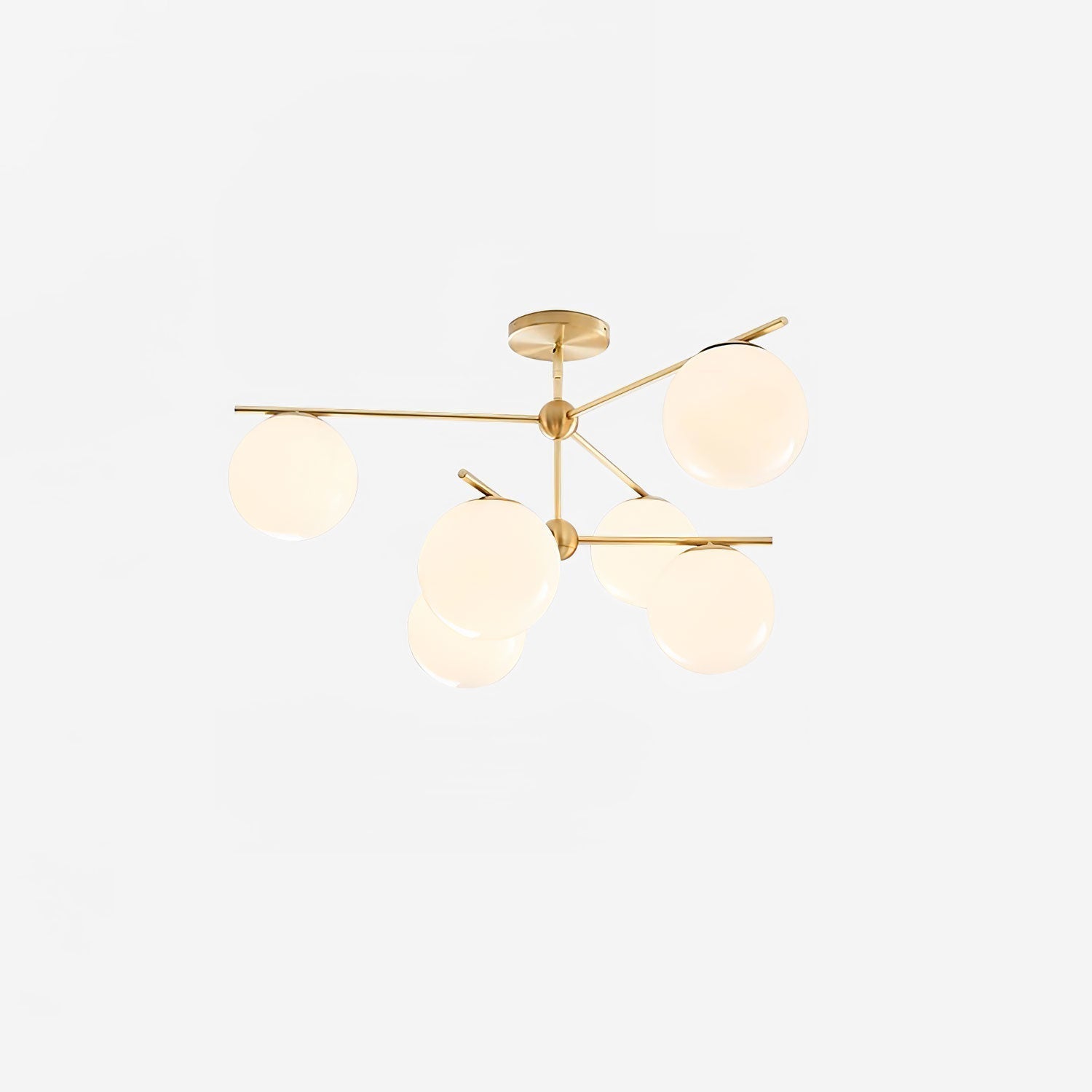 Lustra Sphere & Stem Brass Chandelier With Glass Globe Shades