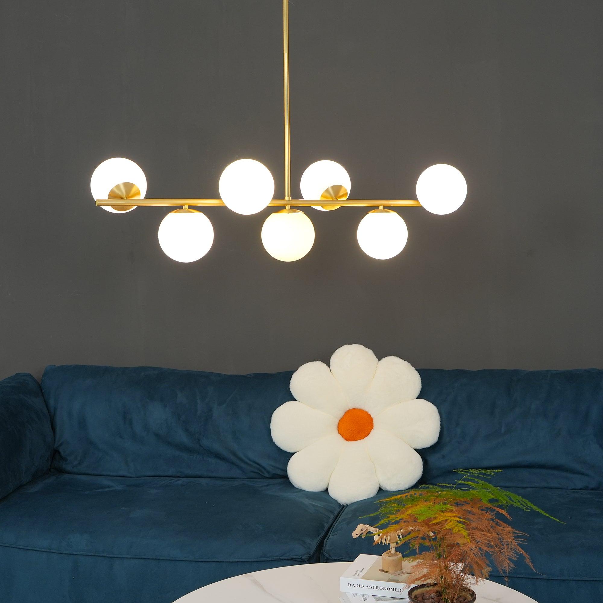 Lustra Sphere & Stem Brass Chandelier With Glass Globe Shades