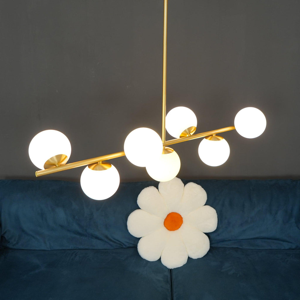 Lustra Sphere & Stem Brass Chandelier With Glass Globe Shades