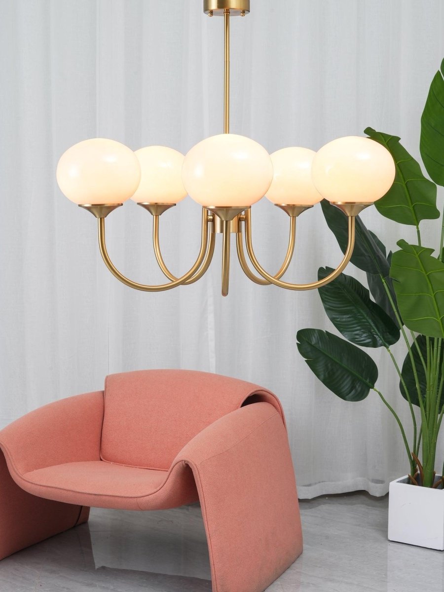 Globe-Shaped Glass Shade Chandelier With Metal Frame 24-Inch Diameter