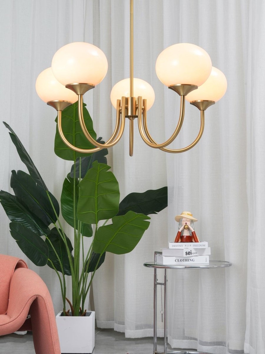 Globe-Shaped Glass Shade Chandelier With Metal Frame 24-Inch Diameter