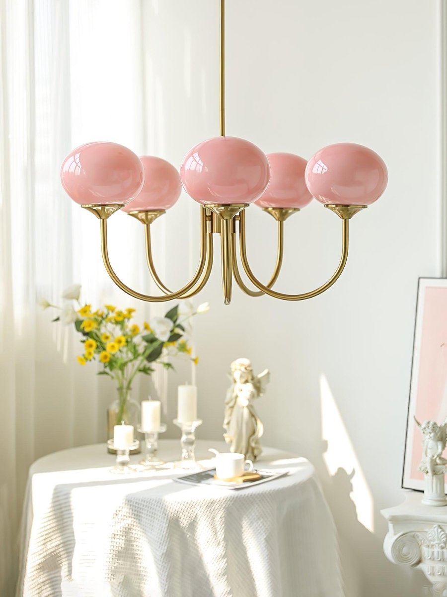 Globe-Shaped Glass Shade Chandelier With Metal Frame 24-Inch Diameter