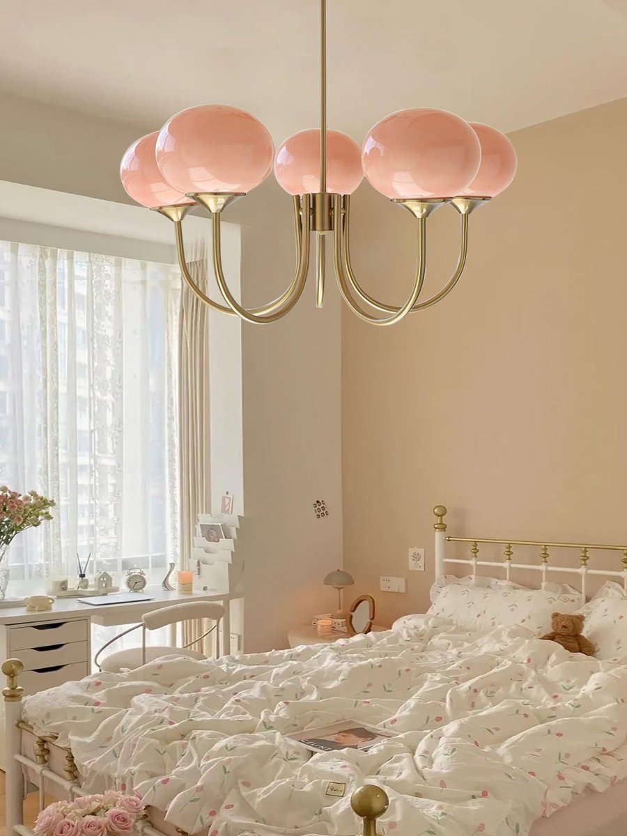 Globe-Shaped Glass Shade Chandelier With Metal Frame 24-Inch Diameter