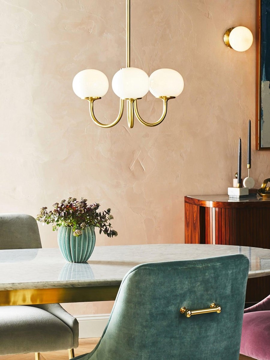 Globe-Shaped Glass Shade Chandelier With Metal Frame 24-Inch Diameter