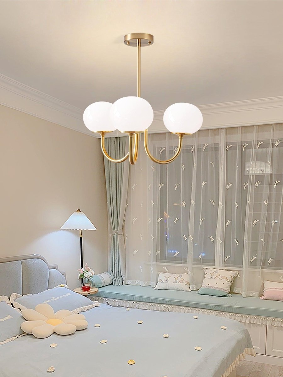 Globe-Shaped Glass Shade Chandelier With Metal Frame 24-Inch Diameter