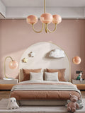 Globe-Shaped Glass Shade Chandelier With Metal Frame 24-Inch Diameter