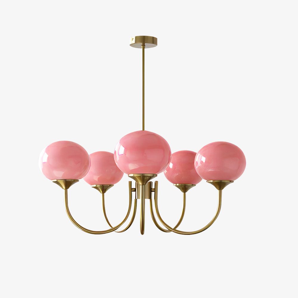 Globe-Shaped Glass Shade Chandelier With Metal Frame 24-Inch Diameter