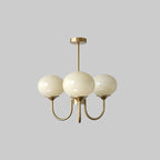 Globe-Shaped Glass Shade Chandelier With Metal Frame 24-Inch Diameter