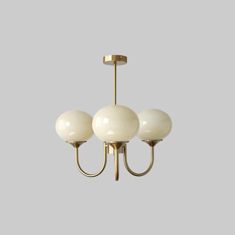 Globe-Shaped Glass Shade Chandelier With Metal Frame 24-Inch Diameter