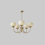 Globe-Shaped Glass Shade Chandelier With Metal Frame 24-Inch Diameter