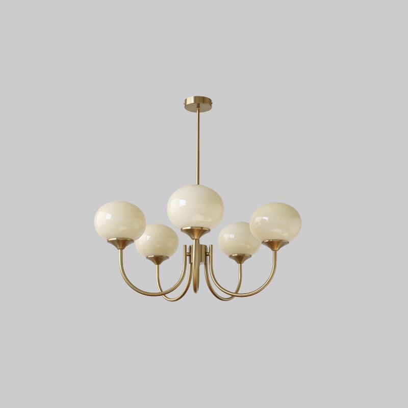 Globe-Shaped Glass Shade Chandelier With Metal Frame 24-Inch Diameter