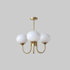 Globe-Shaped Glass Shade Chandelier With Metal Frame 24-Inch Diameter