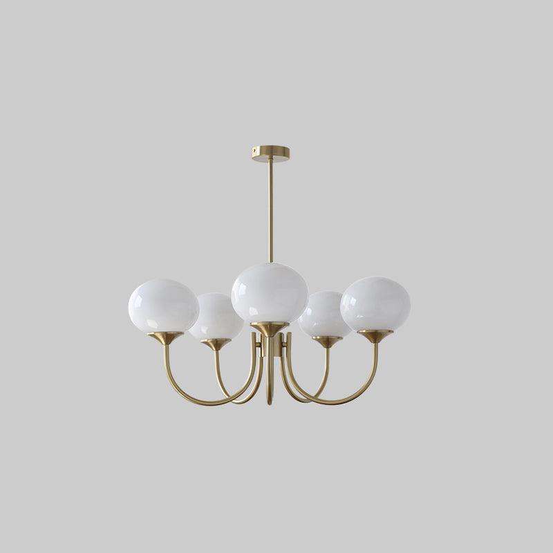 Globe-Shaped Glass Shade Chandelier With Metal Frame 24-Inch Diameter