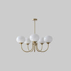 Globe-Shaped Glass Shade Chandelier With Metal Frame 24-Inch Diameter