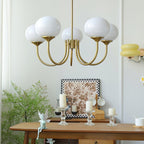 Globe-Shaped Glass Shade Chandelier With Metal Frame 24-Inch Diameter