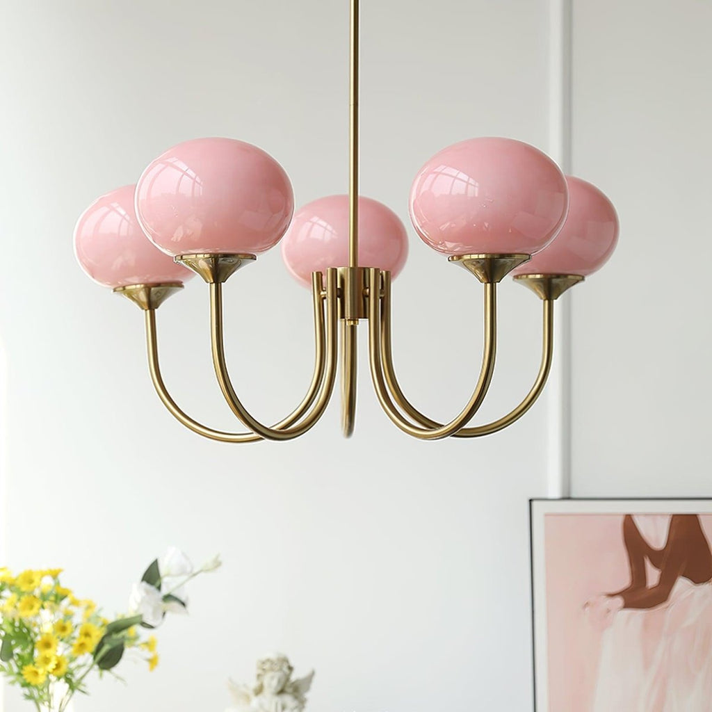 Globe-Shaped Glass Shade Chandelier With Metal Frame 24-Inch Diameter
