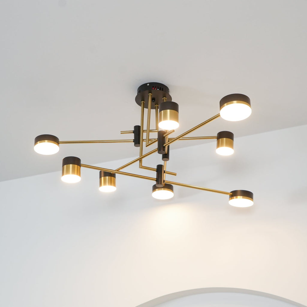 Spider chandelier viewed from below with overlapping black arms