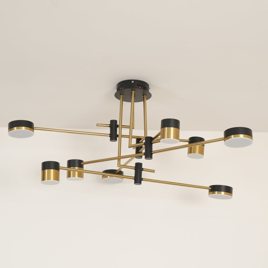 Spider chandelier highlighting the six-arm radial silhouette