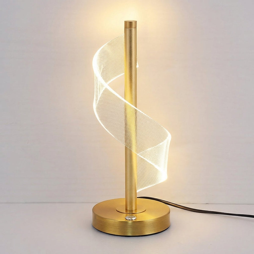 LED Spiral Table Lamp With Metal Base, 18-Inch Tall Light