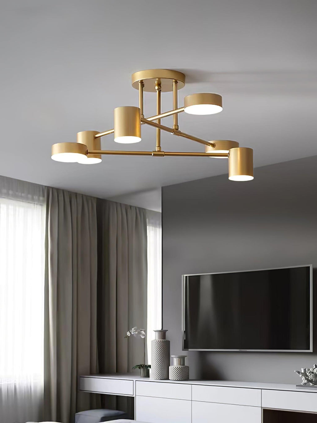 Sputnik ceiling light highlighting its bold radial silhouette