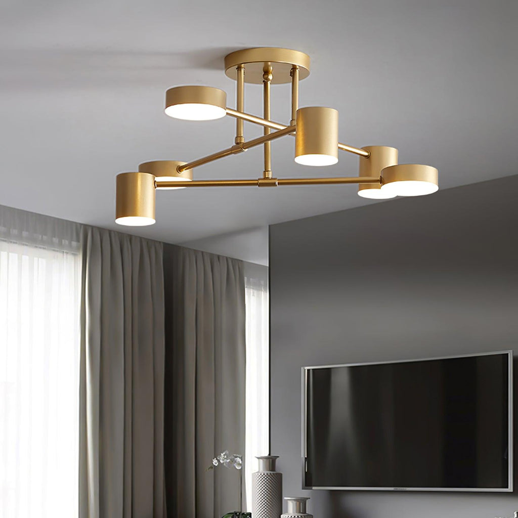 Angled view of the Sputnik ceiling light and its extending arms