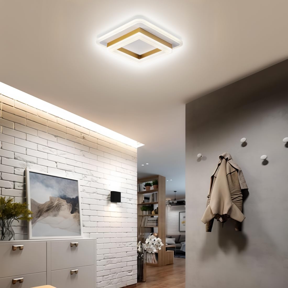 Overlapping Square Frame Light Fixture Ceiling Modern Design