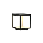 Outdoor post light detail of square silhouette and frame