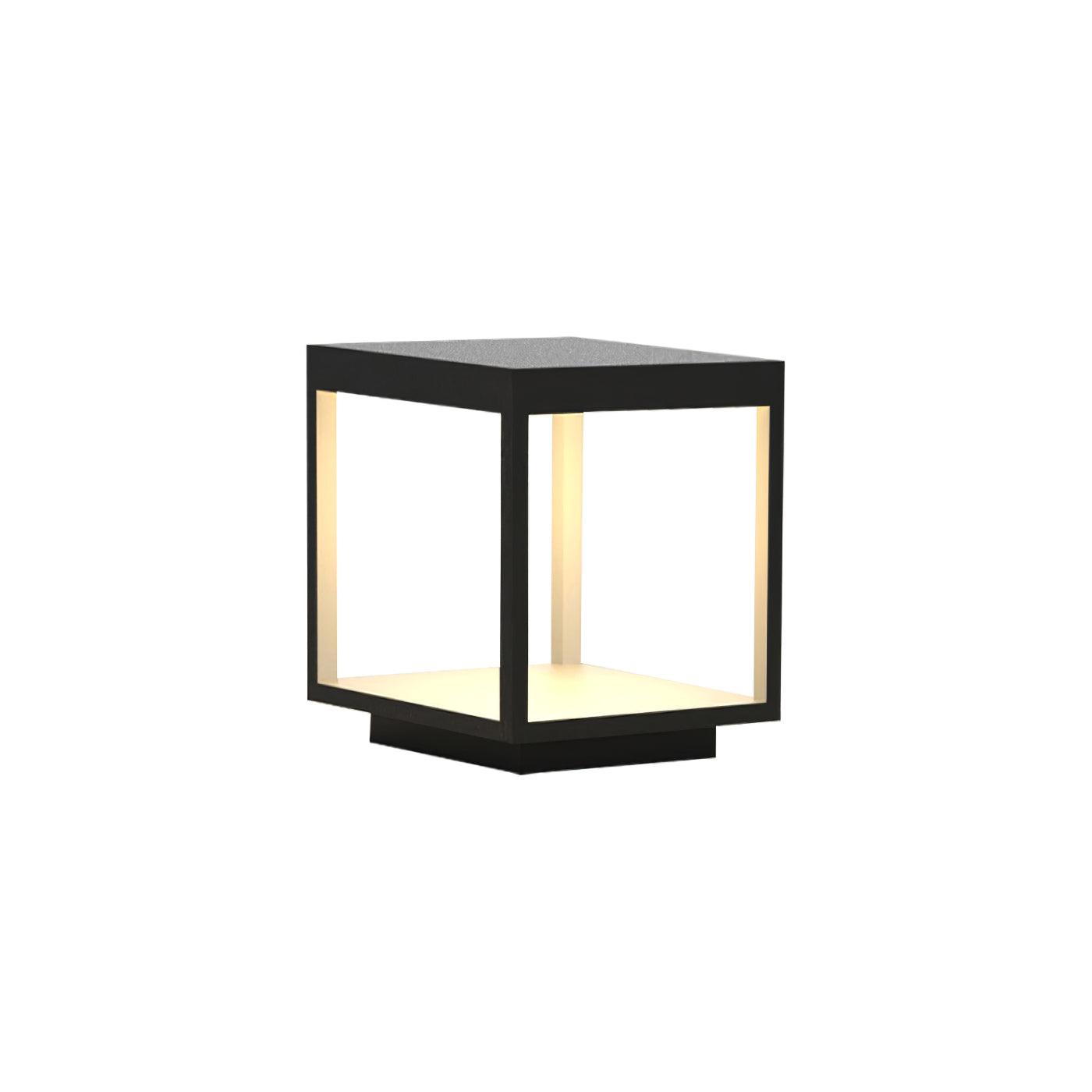 Outdoor post light detail of square silhouette and frame
