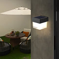 Square Solar Wall Light With Iron Frame, Minimalist LED Outdoor Sconce