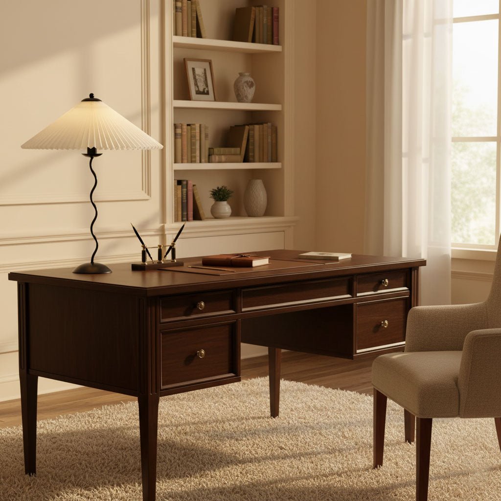 Squiggle table lamp set in an eclectic interior corner
