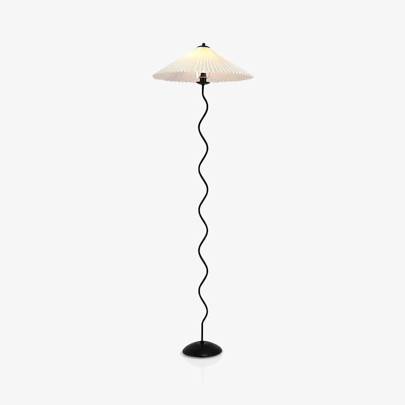 Squiggle floor lamp standing in a bright corner setting