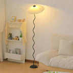 Squiggle floor lamp full height with curving black stem