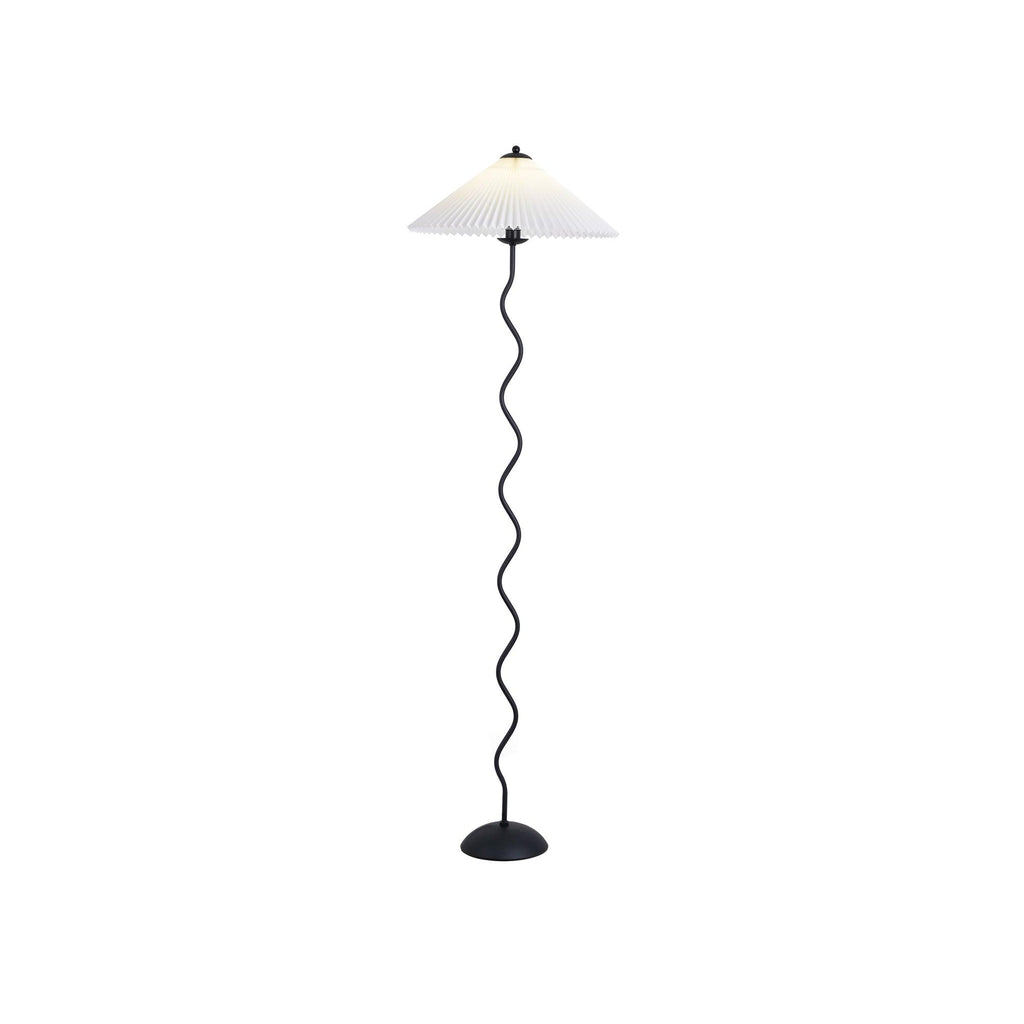 Squiggle floor lamp showing its sinuous black metal base