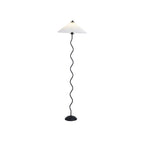 Squiggle floor lamp showing its sinuous black metal base