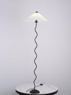 Squiggle floor lamp showing wavy base and shade together