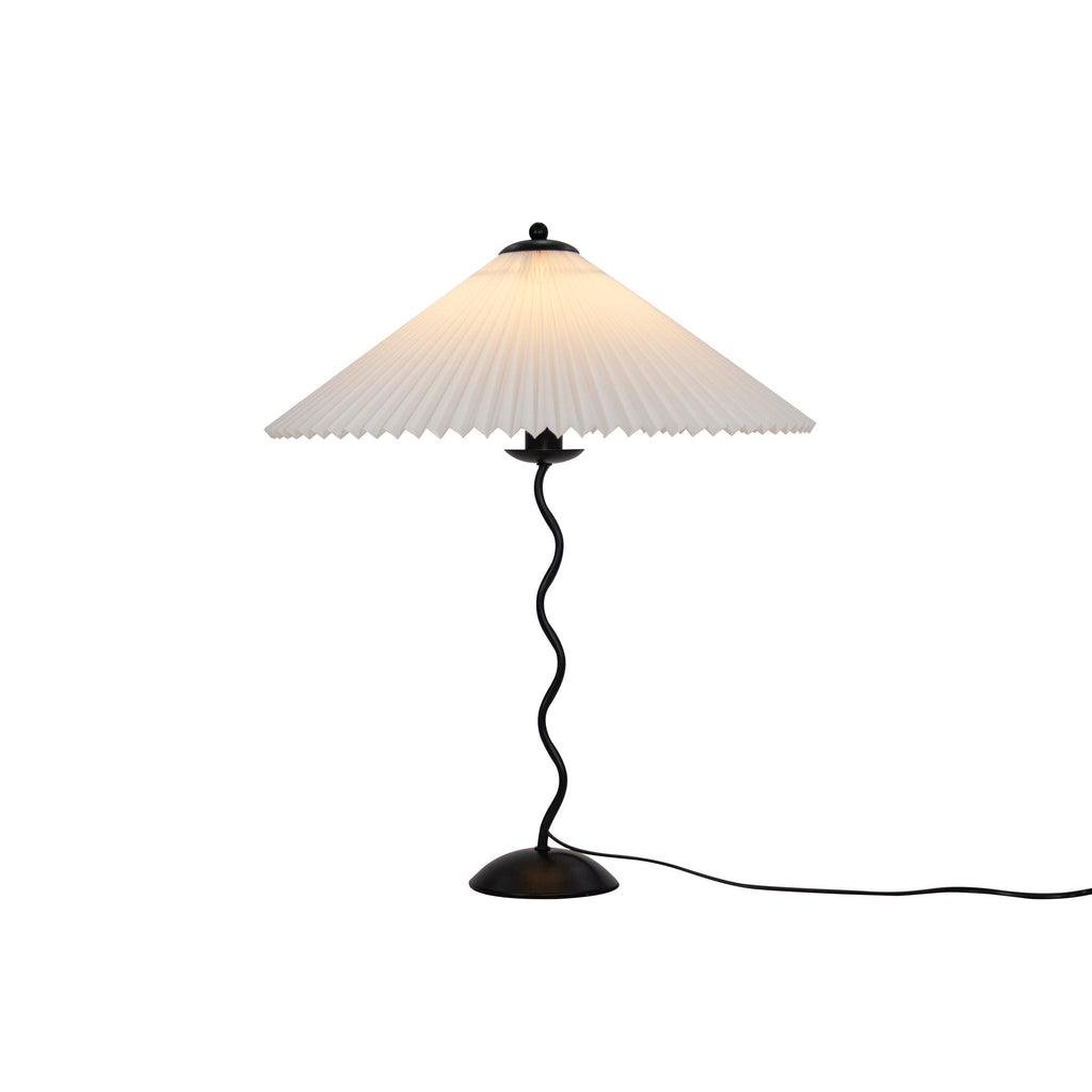 Squiggle Table Lamp, Wavy Stem, Pleated Fabric Shade, E14 Plug-In