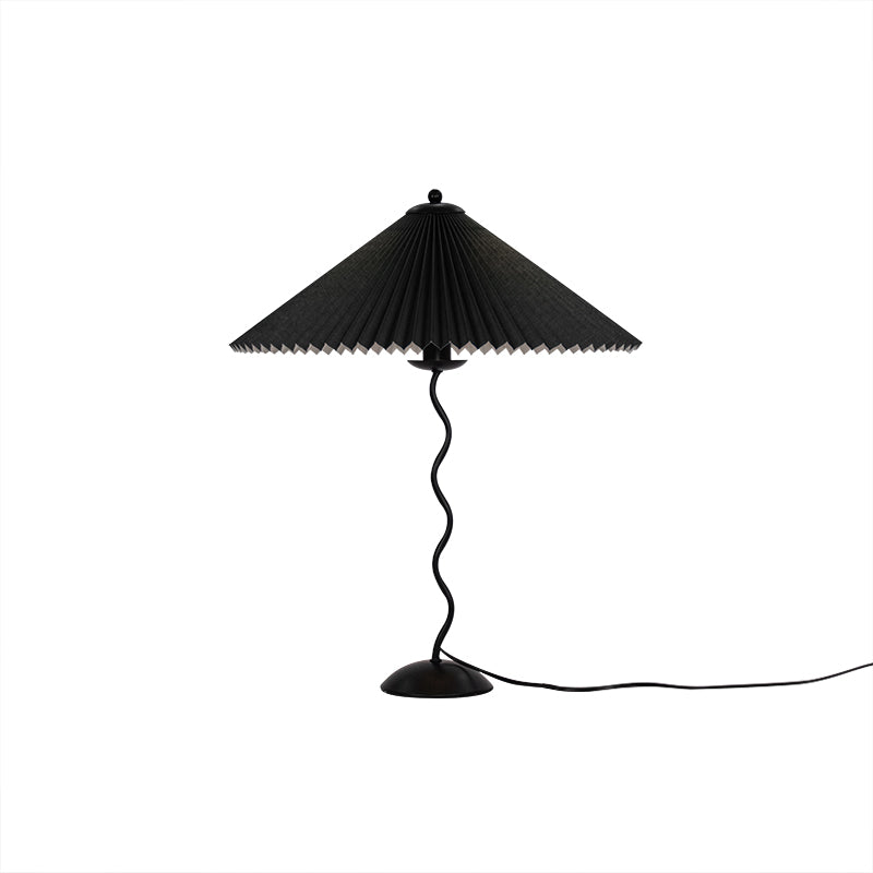 Squiggle Table Lamp, Wavy Stem, Pleated Fabric Shade, E14 Plug-In