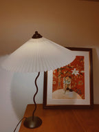 Squiggle Table Lamp, Wavy Stem, Pleated Fabric Shade, E14 Plug-In
