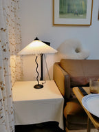 Squiggle Table Lamp, Wavy Stem, Pleated Fabric Shade, E14 Plug-In