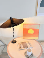 Squiggle Table Lamp, Wavy Stem, Pleated Fabric Shade, E14 Plug-In