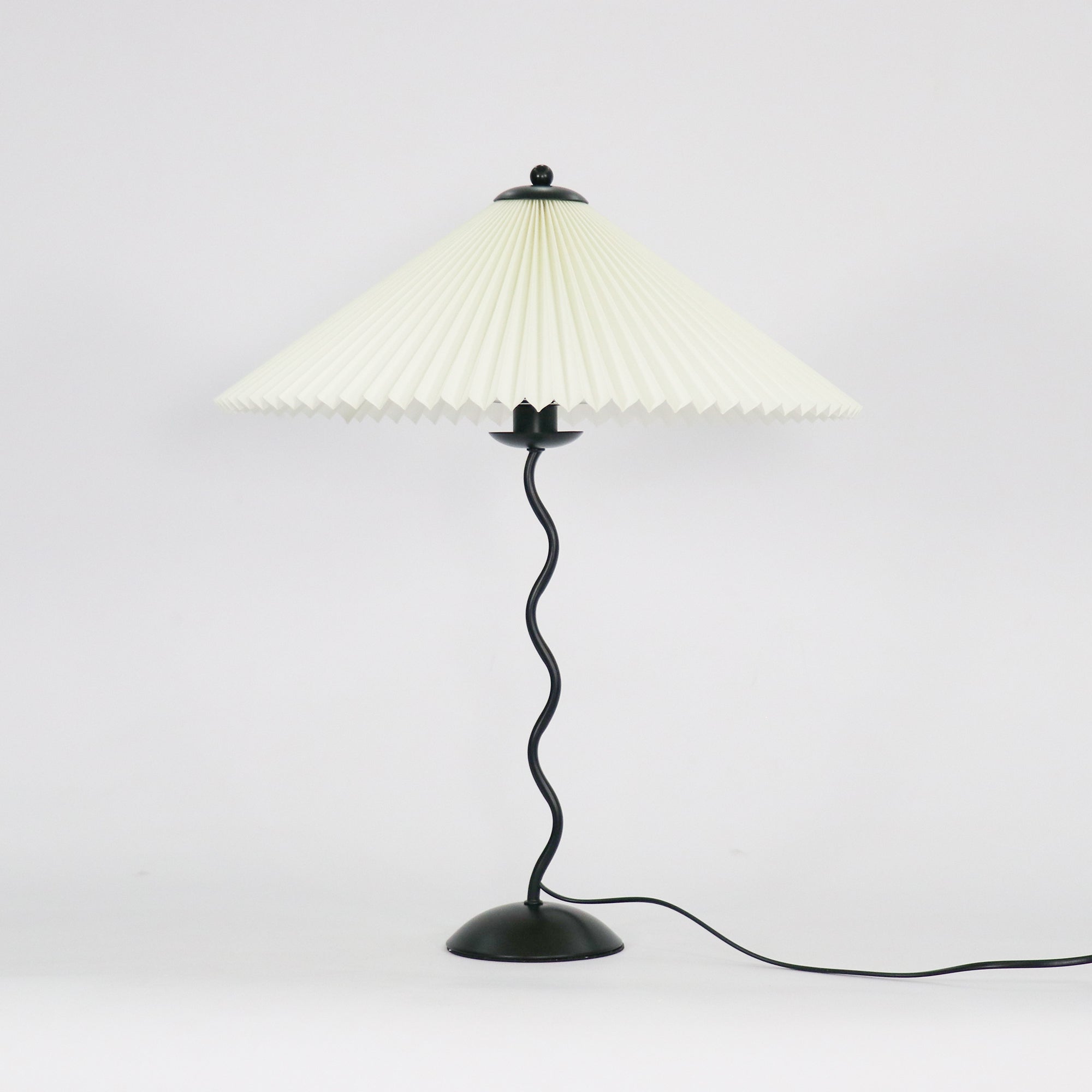 Squiggle Table Lamp, Wavy Stem, Pleated Fabric Shade, E14 Plug-In