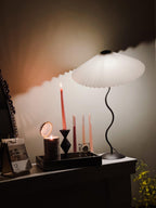 Squiggle Table Lamp, Wavy Stem, Pleated Fabric Shade, E14 Plug-In