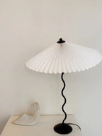 Squiggle Table Lamp, Wavy Stem, Pleated Fabric Shade, E14 Plug-In